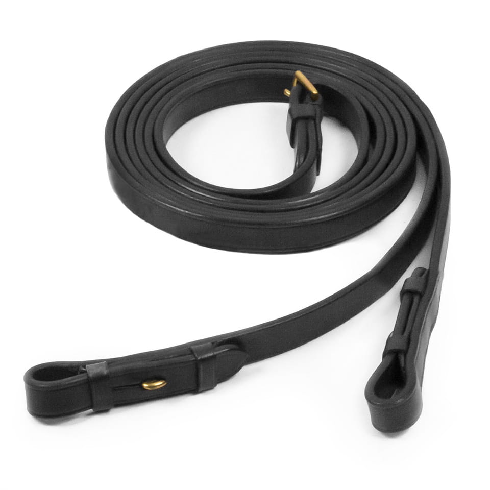 Wodze skórzane z haczykami na uzdę Schockemohle Dark Brown/Gold - WB (Full) - Cavalo